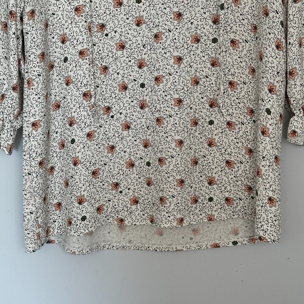 Ann Taylor Paisley Mixed Media Tie Neck Blouse Size Small Floral Ruffle Sleeve - Picture 3 of 10